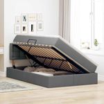 Casa si Gradina - Mobilier - Paturi si accesorii - Paturi - Pat cu saltea si spatiu de depozitare Gri inchis 120 x 190 cm - Infinity.ro