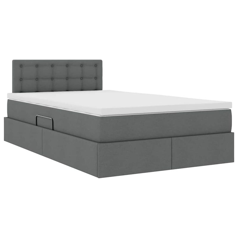 Casa si Gradina - Mobilier - Paturi si accesorii - Paturi - Pat cu saltea si spatiu de depozitare Gri inchis 120 x 190 cm - Infinity.ro