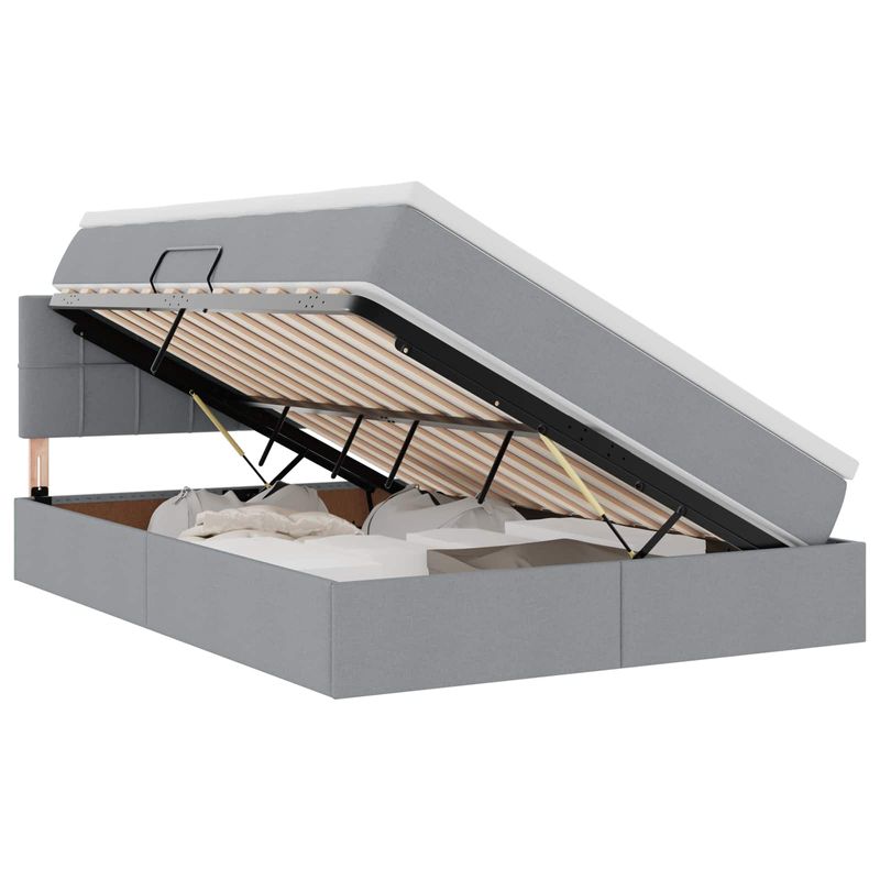 Casa si Gradina - Mobilier - Paturi si accesorii - Paturi - Pat cu saltea si spatiu de depozitare Gri deschis 140 x 190 cm - Infinity.ro