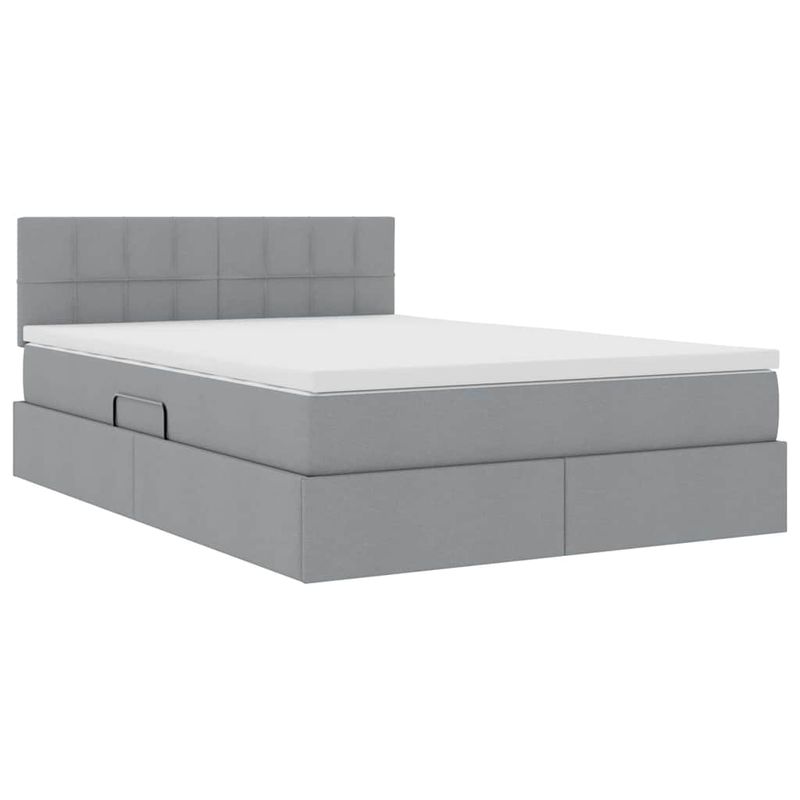 Casa si Gradina - Mobilier - Paturi si accesorii - Paturi - Pat cu saltea si spatiu de depozitare Gri deschis 140 x 190 cm - Infinity.ro