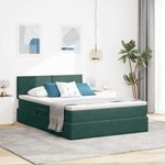 Casa si Gradina - Mobilier - Paturi si accesorii - Paturi - Pat cu storage cu saltea Verde inchis 140 x 190 cm Catifea - Infinity.ro