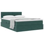 Casa si Gradina - Mobilier - Paturi si accesorii - Paturi - Pat cu storage cu saltea Verde inchis 140 x 190 cm Catifea - Infinity.ro