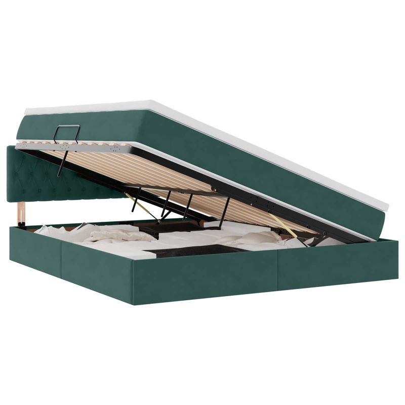 Casa si Gradina - Mobilier - Paturi si accesorii - Paturi - Pat cu storage cu saltea Verde inchis 160 x 200 cm Catifea - Infinity.ro