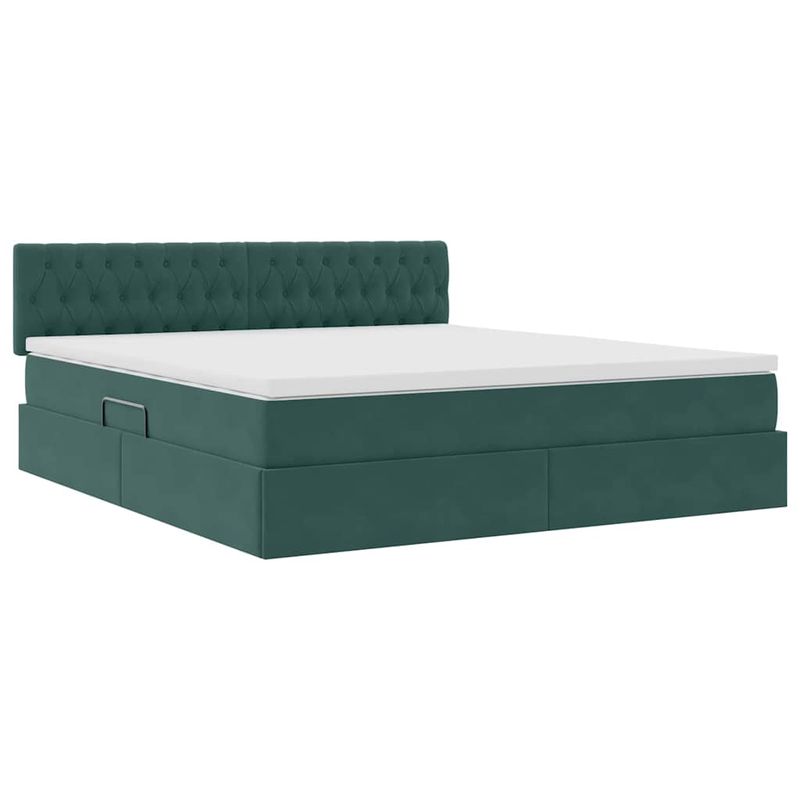 Casa si Gradina - Mobilier - Paturi si accesorii - Paturi - Pat cu storage cu saltea Verde inchis 160 x 200 cm Catifea - Infinity.ro