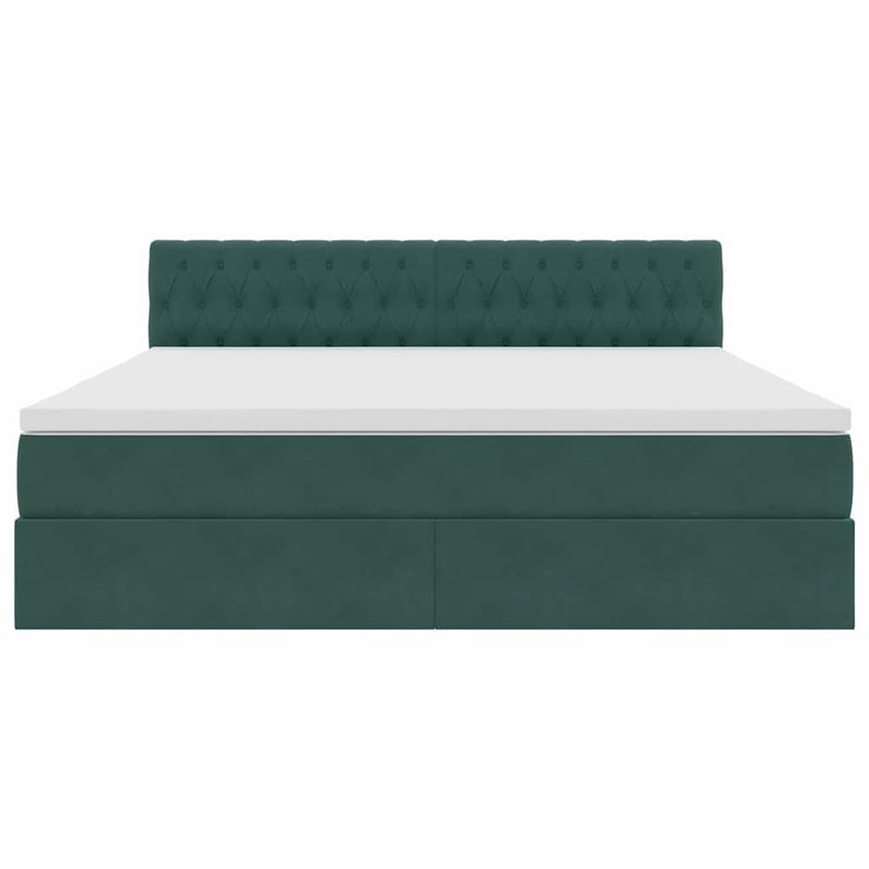 Casa si Gradina - Mobilier - Paturi si accesorii - Paturi - Pat cu storage cu saltea Verde inchis 160 x 200 cm Catifea - Infinity.ro