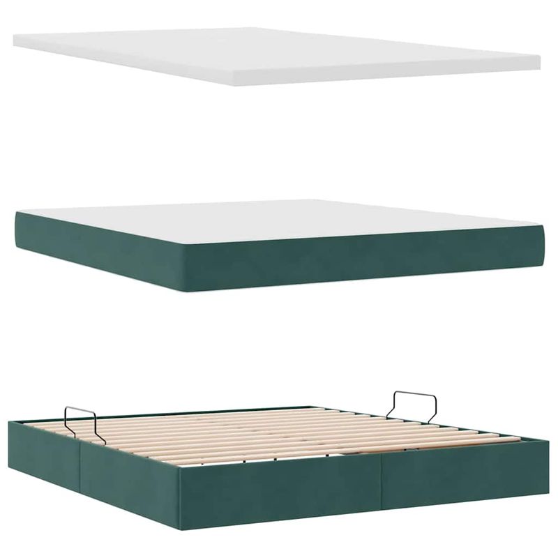 Casa si Gradina - Mobilier - Paturi si accesorii - Paturi - Pat cu storage cu saltea Verde inchis 160 x 200 cm Catifea - Infinity.ro