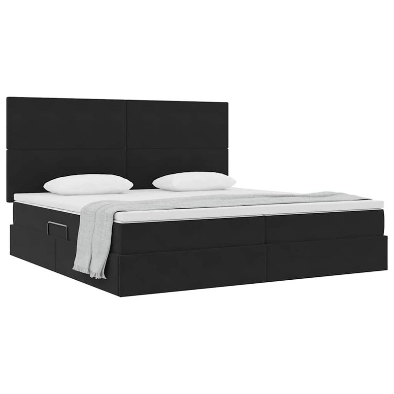 Casa si Gradina - Mobilier - Paturi si accesorii - Paturi - Pat cu saltea si LED cu saltea Negru 200 x 200 cm Catifea - Infinity.ro