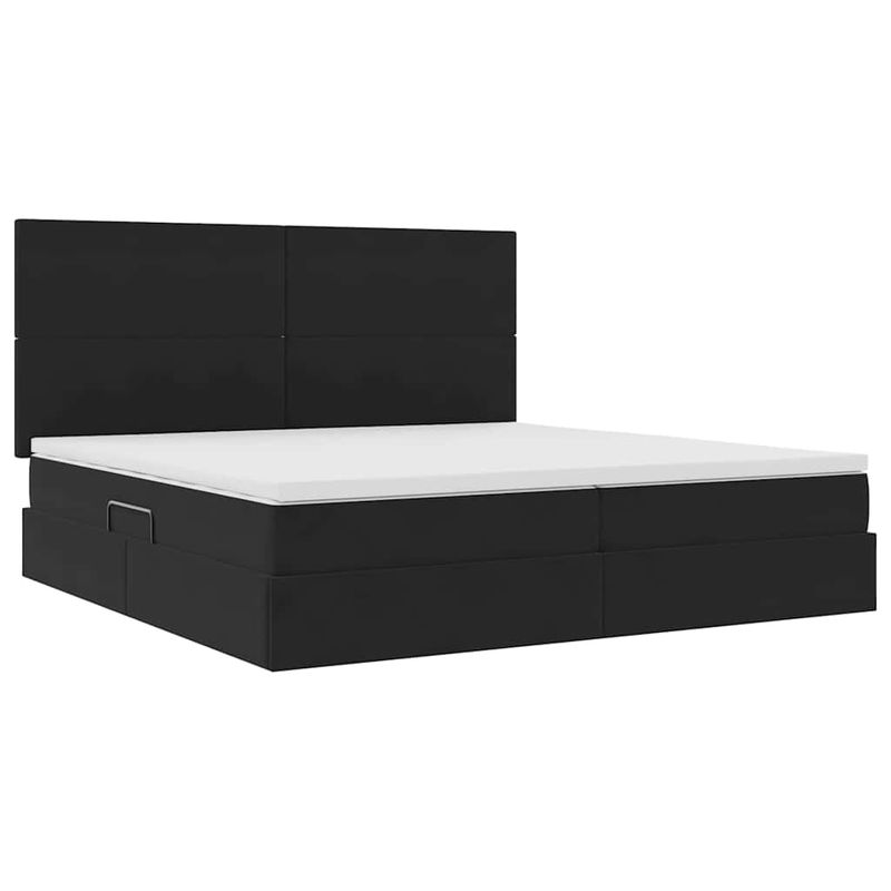 Casa si Gradina - Mobilier - Paturi si accesorii - Paturi - Pat cu saltea si LED cu saltea Negru 200 x 200 cm Catifea - Infinity.ro