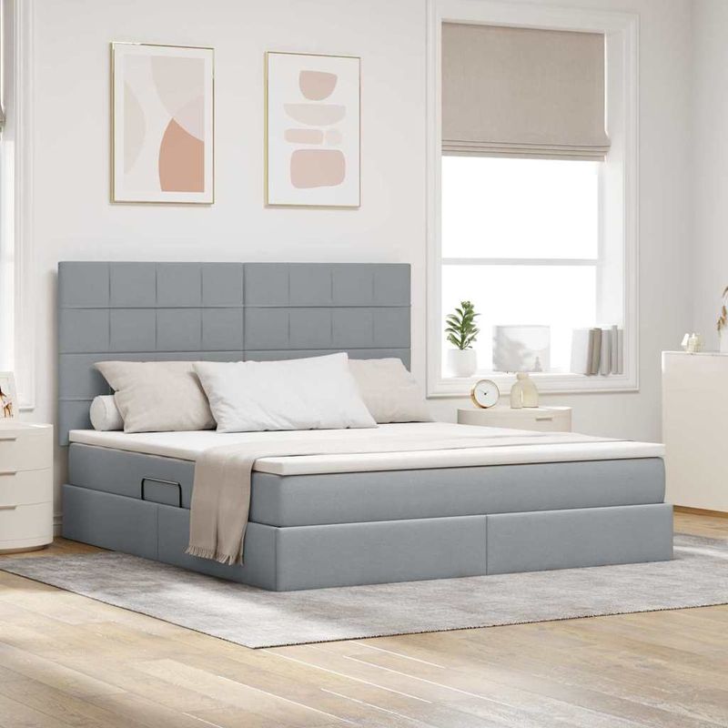 Casa si Gradina - Mobilier - Paturi si accesorii - Paturi - Pat cu storage Gri deschis 160 x 200 cm Piele artificiala - Infinity.ro