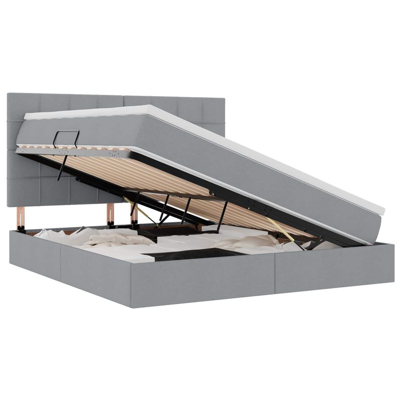 Casa si Gradina - Mobilier - Paturi si accesorii - Paturi - Pat cu storage Gri deschis 160 x 200 cm Piele artificiala - Infinity.ro