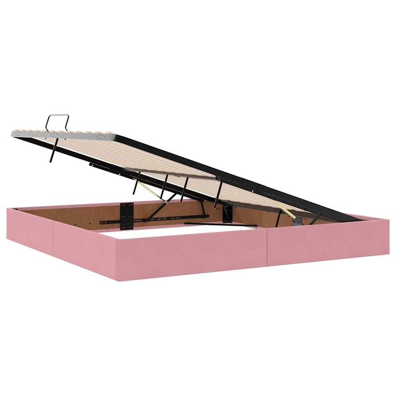 Casa si Gradina - Mobilier - Paturi si accesorii - Paturi - Pat cu saltea si LED cu saltea Roz 200 x 200 cm Catifea - Infinity.ro