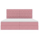 Casa si Gradina - Mobilier - Paturi si accesorii - Paturi - Pat cu saltea si LED cu saltea Roz 200 x 200 cm Catifea - Infinity.ro