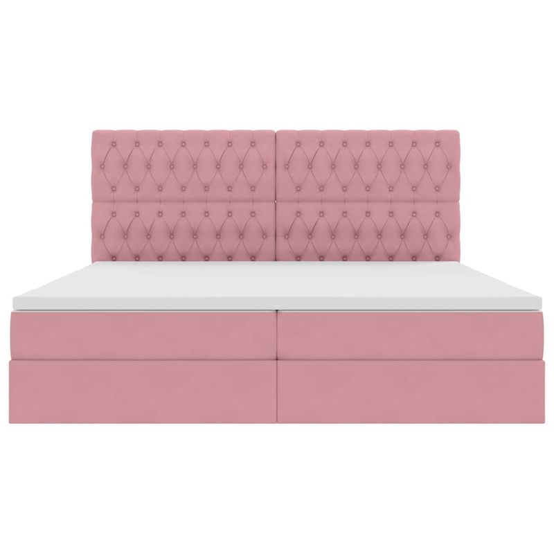 Casa si Gradina - Mobilier - Paturi si accesorii - Paturi - Pat cu saltea si LED cu saltea Roz 200 x 200 cm Catifea - Infinity.ro