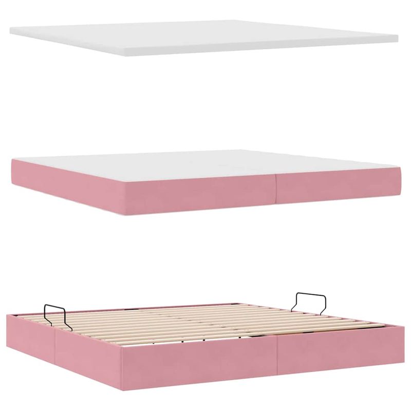 Casa si Gradina - Mobilier - Paturi si accesorii - Paturi - Pat cu saltea si LED cu saltea Roz 200 x 200 cm Catifea - Infinity.ro