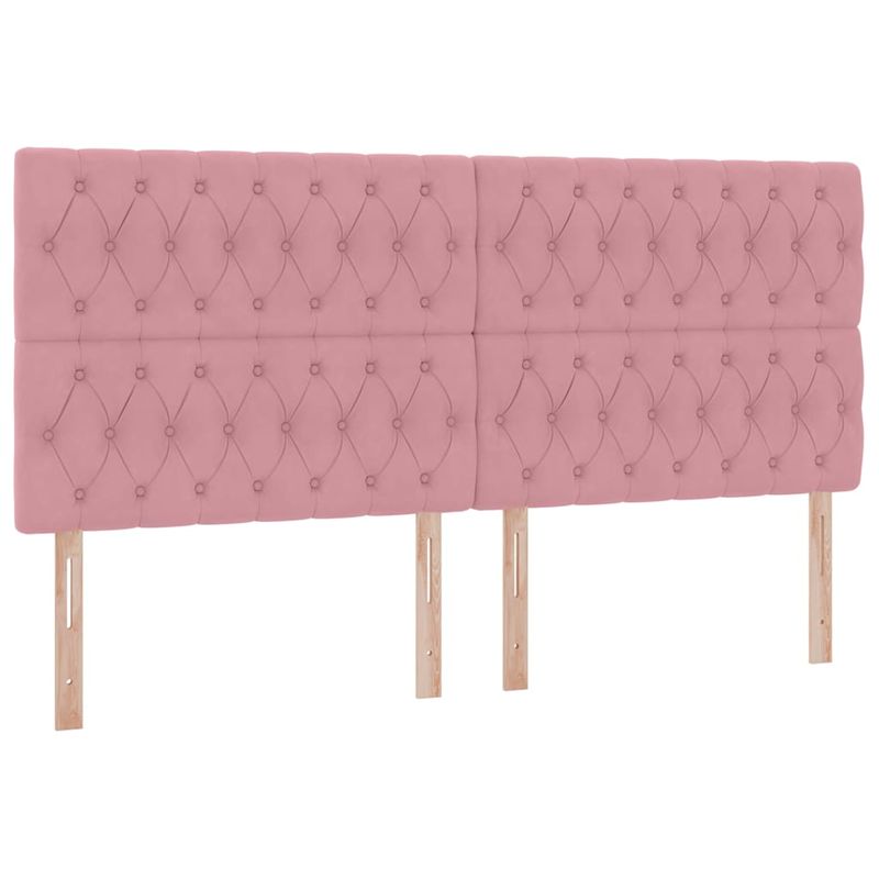 Casa si Gradina - Mobilier - Paturi si accesorii - Paturi - Pat cu saltea si LED cu saltea Roz 200 x 200 cm Catifea - Infinity.ro