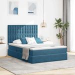 Casa si Gradina - Mobilier - Paturi si accesorii - Paturi - Pat cu saltea si LED Albastru inchis 140 x 190 cm Catifea - Infinity.ro
