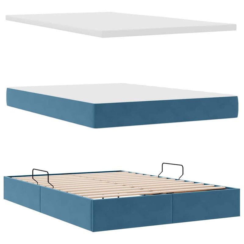 Casa si Gradina - Mobilier - Paturi si accesorii - Paturi - Pat cu saltea si LED Albastru inchis 140 x 190 cm Catifea - Infinity.ro