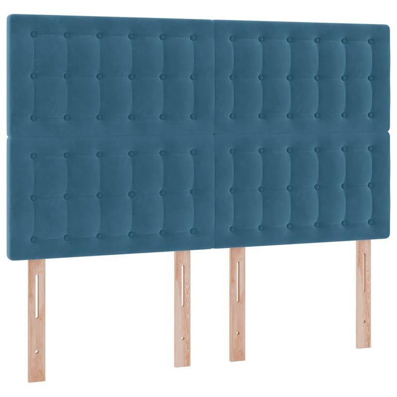 Casa si Gradina - Mobilier - Paturi si accesorii - Paturi - Pat cu saltea si LED Albastru inchis 140 x 190 cm Catifea - Infinity.ro