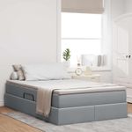 Casa si Gradina - Mobilier - Paturi si accesorii - Paturi - Pat cu saltea si spatiu de depozitare Gri deschis 120 x 190 cm - Infinity.ro