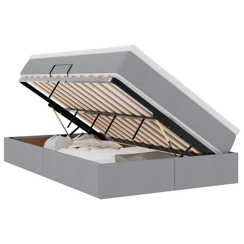 Casa si Gradina - Mobilier - Paturi si accesorii - Paturi - Pat cu saltea si spatiu de depozitare Gri deschis 120 x 190 cm - Infinity.ro