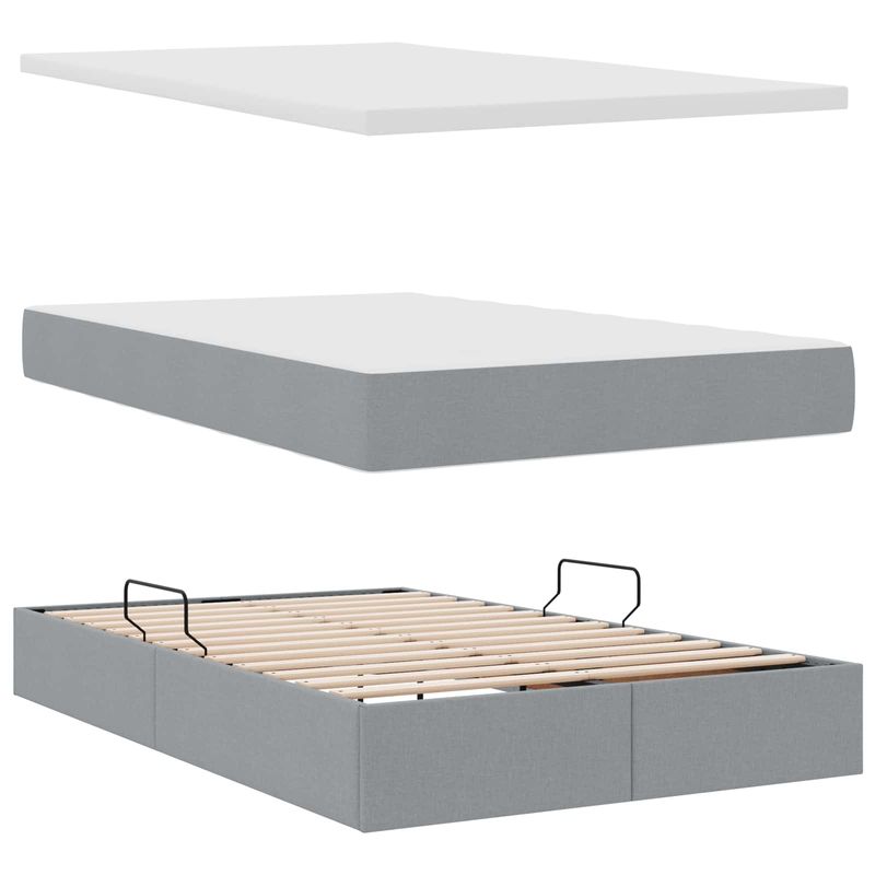 Casa si Gradina - Mobilier - Paturi si accesorii - Paturi - Pat cu saltea si spatiu de depozitare Gri deschis 120 x 190 cm - Infinity.ro