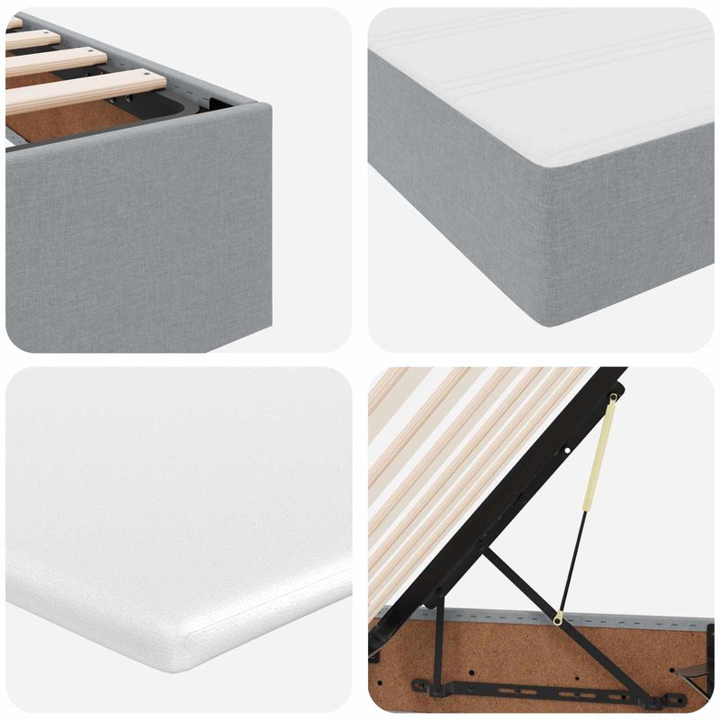 Casa si Gradina - Mobilier - Paturi si accesorii - Paturi - Pat cu saltea si spatiu de depozitare Gri deschis 120 x 190 cm - Infinity.ro