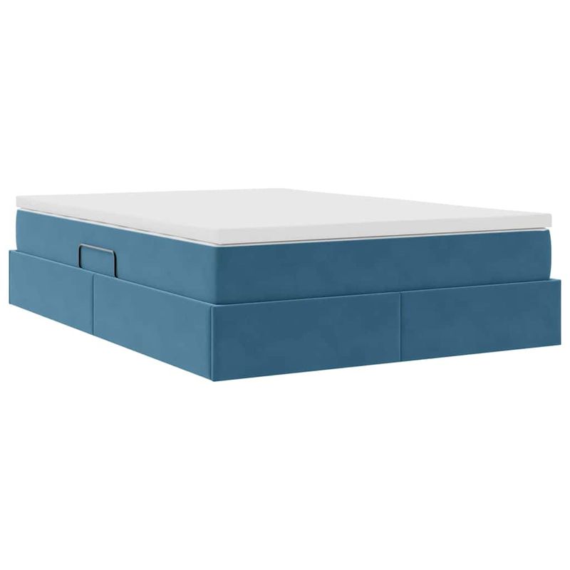 Casa si Gradina - Mobilier - Paturi si accesorii - Paturi - Pat cu saltea si spatiu de depozitare cu saltea Albastru inchis - Infinity.ro