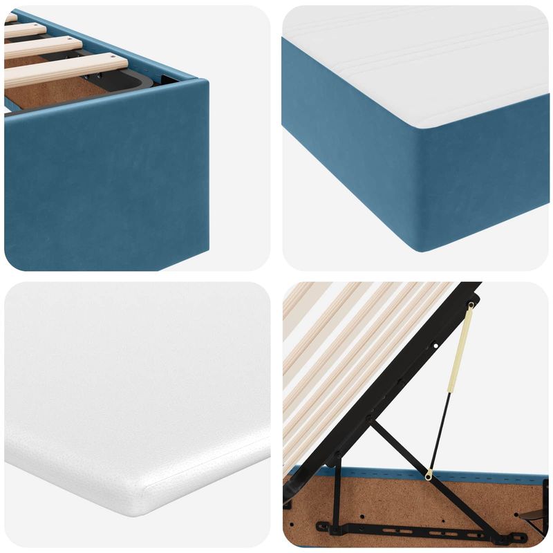 Casa si Gradina - Mobilier - Paturi si accesorii - Paturi - Pat cu saltea si spatiu de depozitare cu saltea Albastru inchis - Infinity.ro