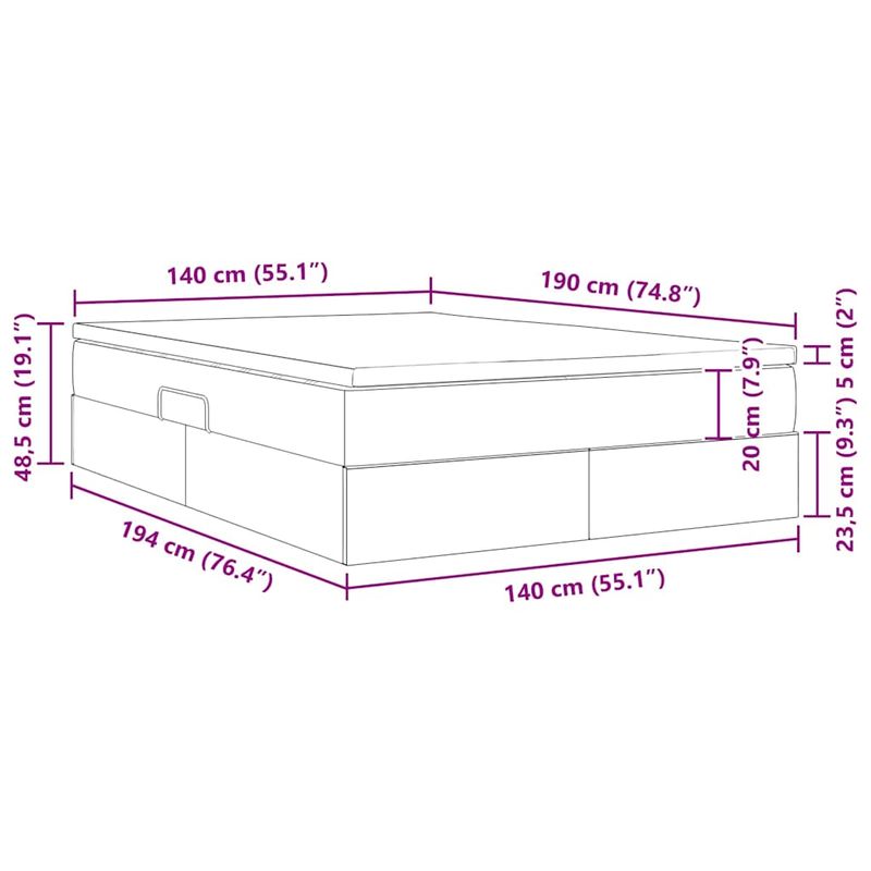 Casa si Gradina - Mobilier - Paturi si accesorii - Paturi - Pat cu saltea si spatiu de depozitare cu saltea Albastru inchis - Infinity.ro