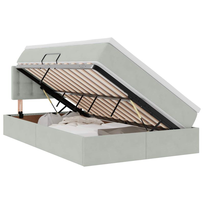 Casa si Gradina - Mobilier - Paturi si accesorii - Paturi - Pat cu storage cu saltea Gri deschis 120 x 190 cm Catifea - Infinity.ro
