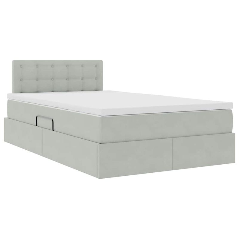 Casa si Gradina - Mobilier - Paturi si accesorii - Paturi - Pat cu storage cu saltea Gri deschis 120 x 190 cm Catifea - Infinity.ro