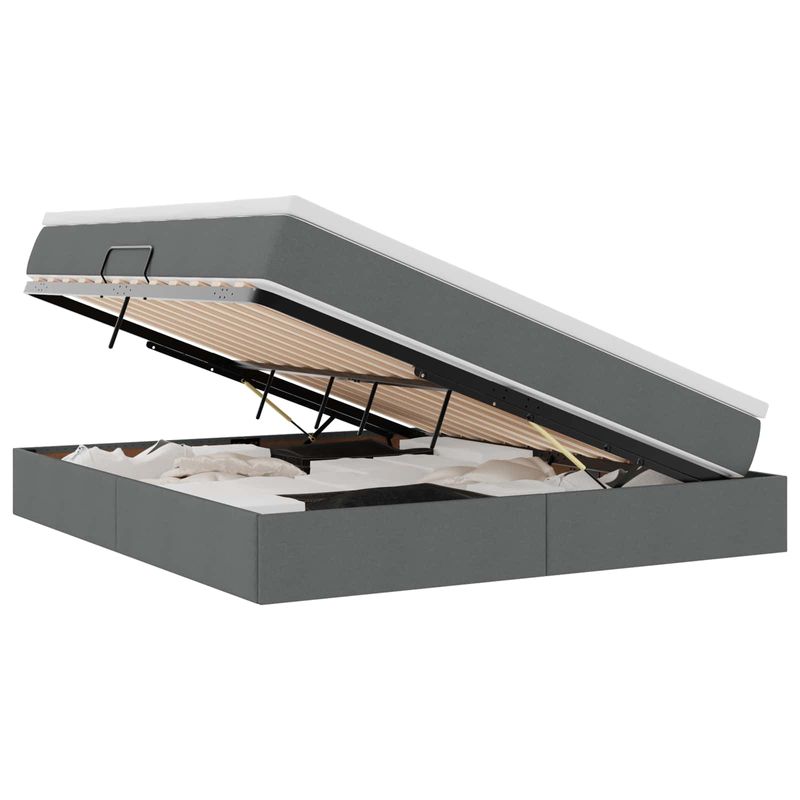 Casa si Gradina - Mobilier - Paturi si accesorii - Paturi - Pat cu saltea si spatiu de depozitare Gri inchis 160 x 200 cm - Infinity.ro