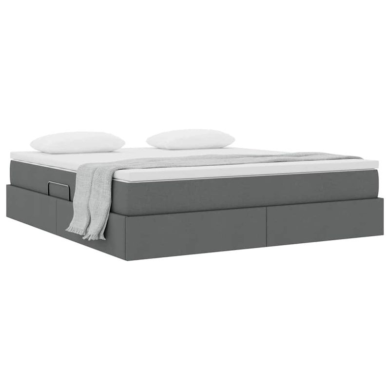 Casa si Gradina - Mobilier - Paturi si accesorii - Paturi - Pat cu saltea si spatiu de depozitare Gri inchis 160 x 200 cm - Infinity.ro