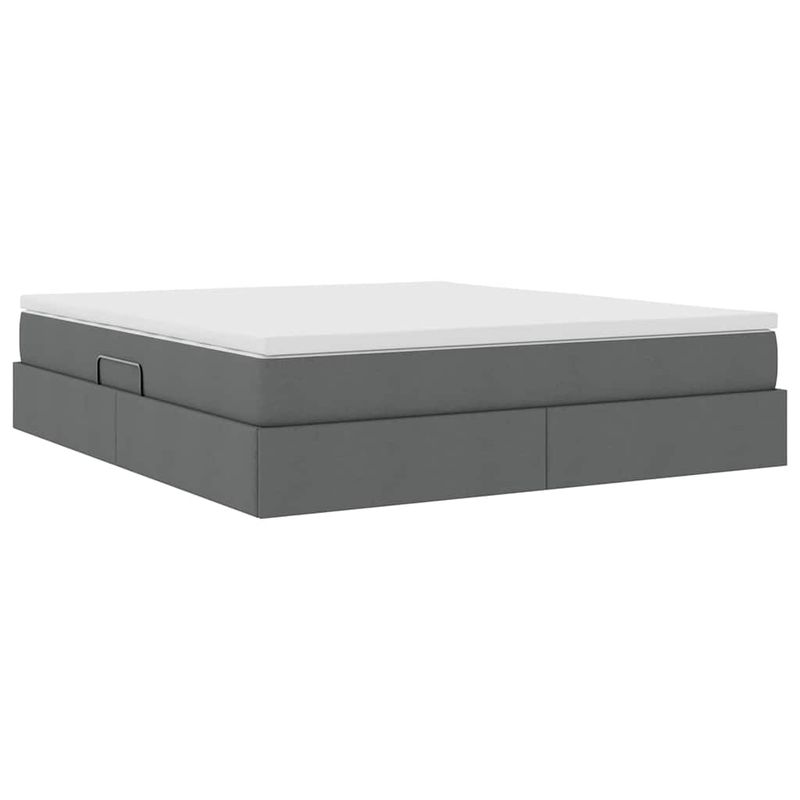 Casa si Gradina - Mobilier - Paturi si accesorii - Paturi - Pat cu saltea si spatiu de depozitare Gri inchis 160 x 200 cm - Infinity.ro
