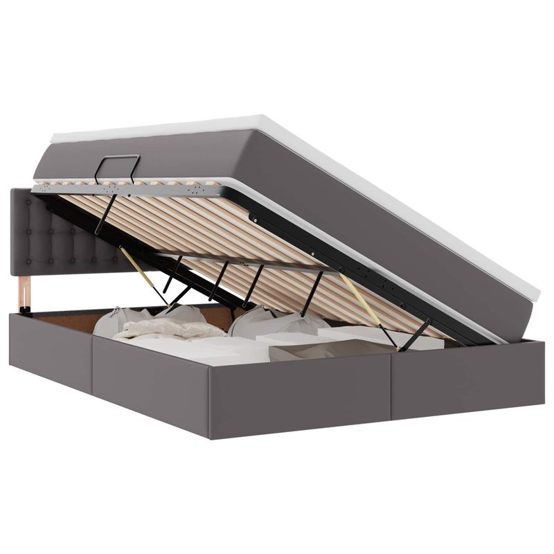 Casa si Gradina - Mobilier - Paturi si accesorii - Paturi - Pat cu storage cu saltea Gri 140 x 200 cm Piele artificiala - Infinity.ro