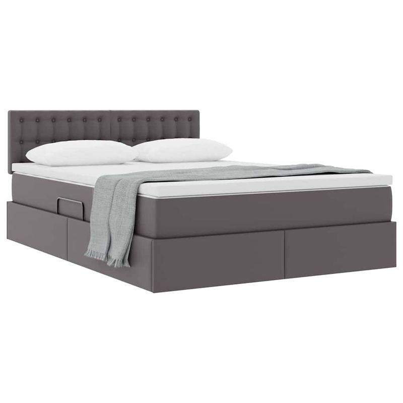 Casa si Gradina - Mobilier - Paturi si accesorii - Paturi - Pat cu storage cu saltea Gri 140 x 200 cm Piele artificiala - Infinity.ro