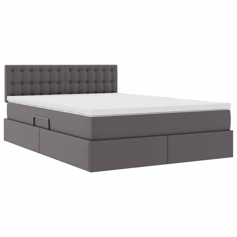 Casa si Gradina - Mobilier - Paturi si accesorii - Paturi - Pat cu storage cu saltea Gri 140 x 200 cm Piele artificiala - Infinity.ro