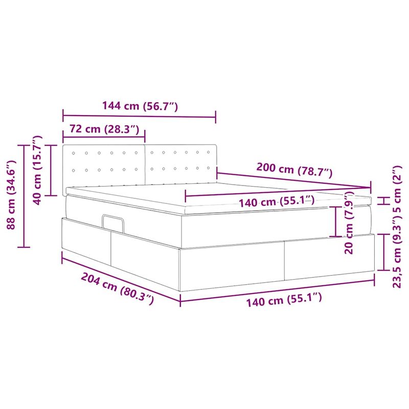 Casa si Gradina - Mobilier - Paturi si accesorii - Paturi - Pat cu storage cu saltea Gri 140 x 200 cm Piele artificiala - Infinity.ro