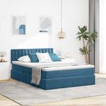 Casa si Gradina - Mobilier - Paturi si accesorii - Paturi - Pat cu storage cu saltea Albastru inchis 140 x 200 cm Catifea - Infinity.ro