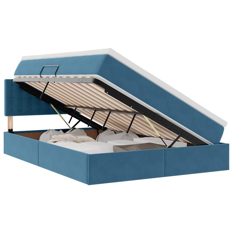 Casa si Gradina - Mobilier - Paturi si accesorii - Paturi - Pat cu storage cu saltea Albastru inchis 140 x 200 cm Catifea - Infinity.ro