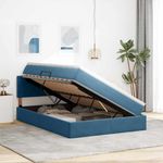 Casa si Gradina - Mobilier - Paturi si accesorii - Paturi - Pat cu storage cu saltea Albastru inchis 140 x 200 cm Catifea - Infinity.ro