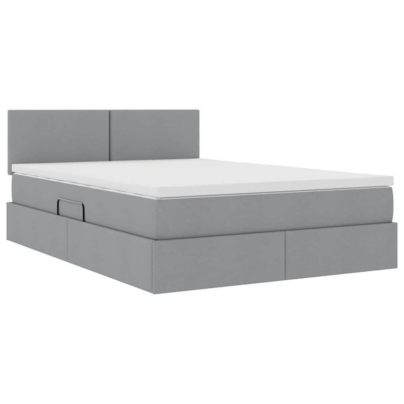 Casa si Gradina - Mobilier - Paturi si accesorii - Paturi - Pat cu saltea si spatiu de depozitare Gri deschis 140 x 200 cm - Infinity.ro