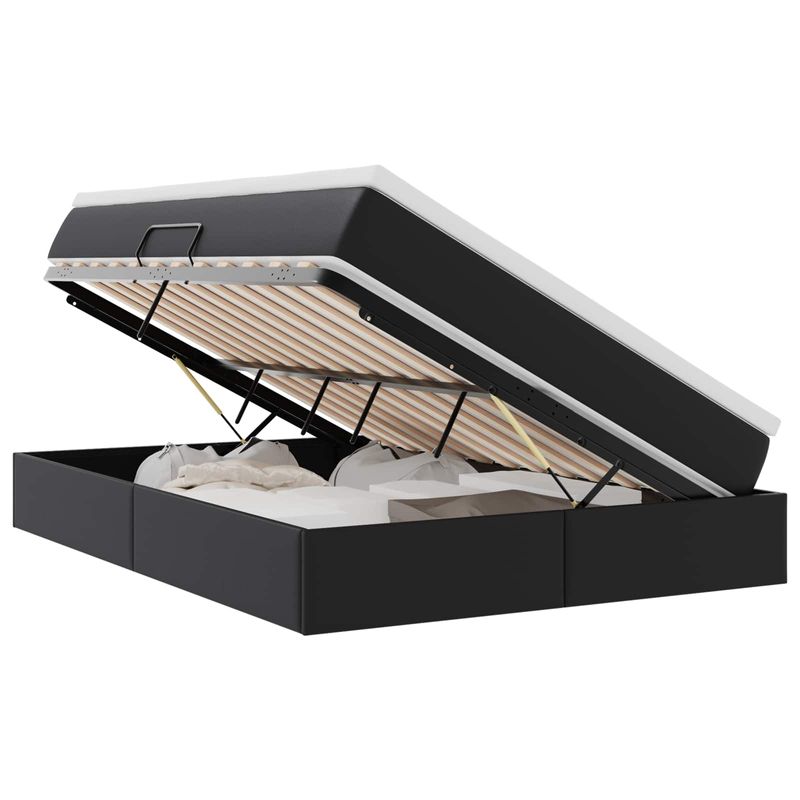 Casa si Gradina - Mobilier - Paturi si accesorii - Paturi - Pat cu saltea si spatiu de depozitare Negru 140 x 190 cm - Infinity.ro