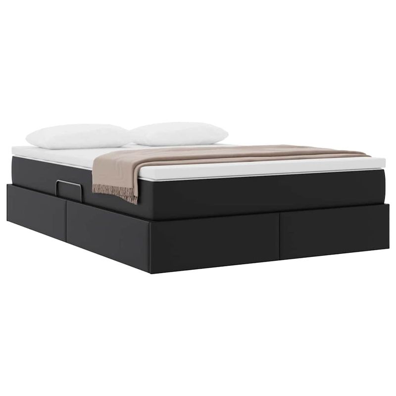 Casa si Gradina - Mobilier - Paturi si accesorii - Paturi - Pat cu saltea si spatiu de depozitare Negru 140 x 190 cm - Infinity.ro