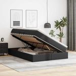 Casa si Gradina - Mobilier - Paturi si accesorii - Paturi - Pat cu saltea si spatiu de depozitare Negru 140 x 190 cm - Infinity.ro