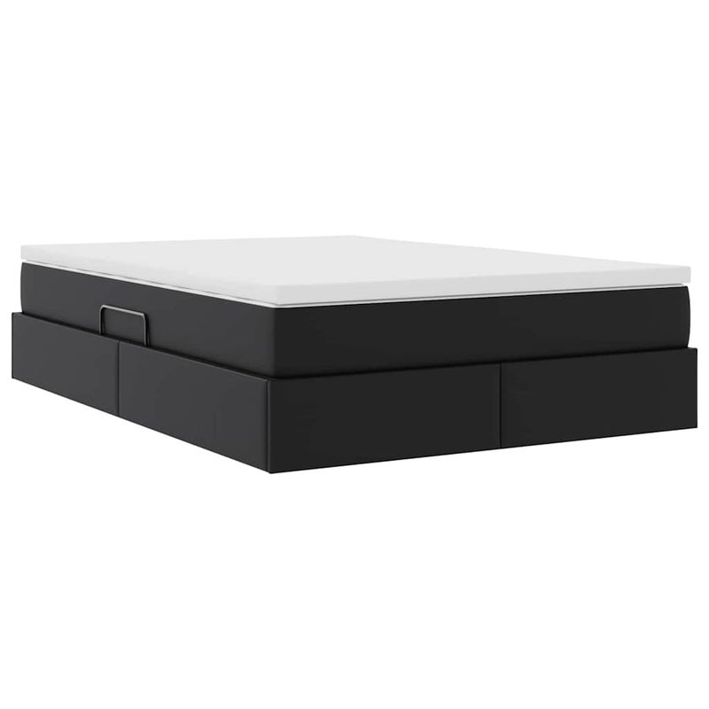 Casa si Gradina - Mobilier - Paturi si accesorii - Paturi - Pat cu saltea si spatiu de depozitare Negru 140 x 190 cm - Infinity.ro