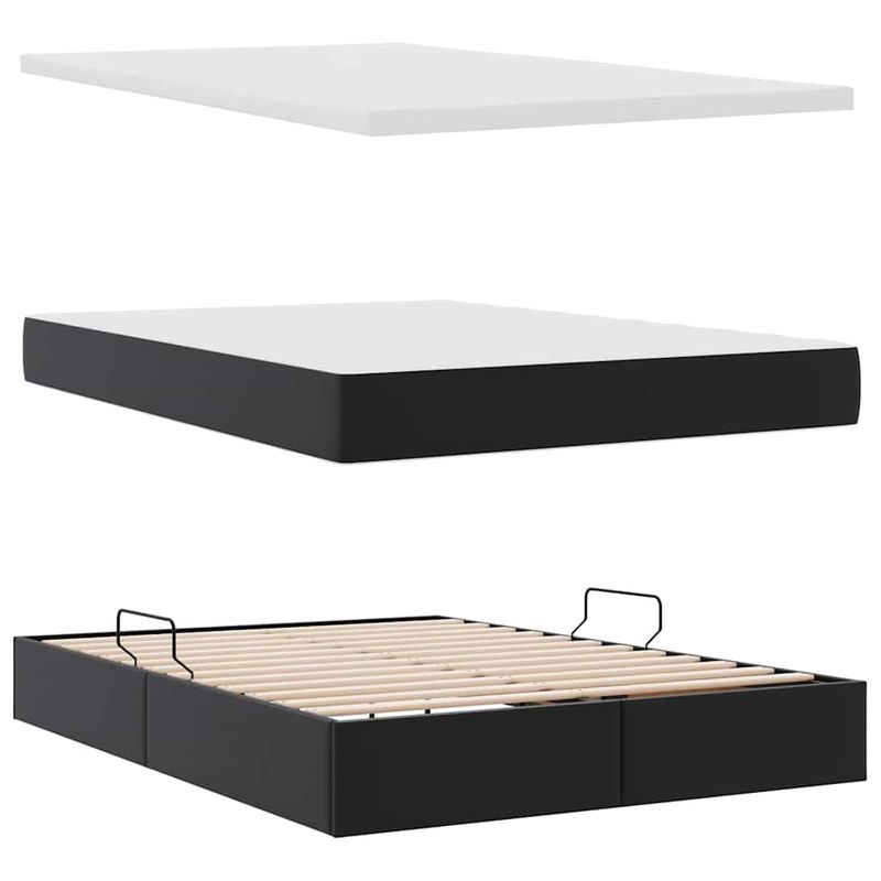 Casa si Gradina - Mobilier - Paturi si accesorii - Paturi - Pat cu saltea si spatiu de depozitare Negru 140 x 190 cm - Infinity.ro