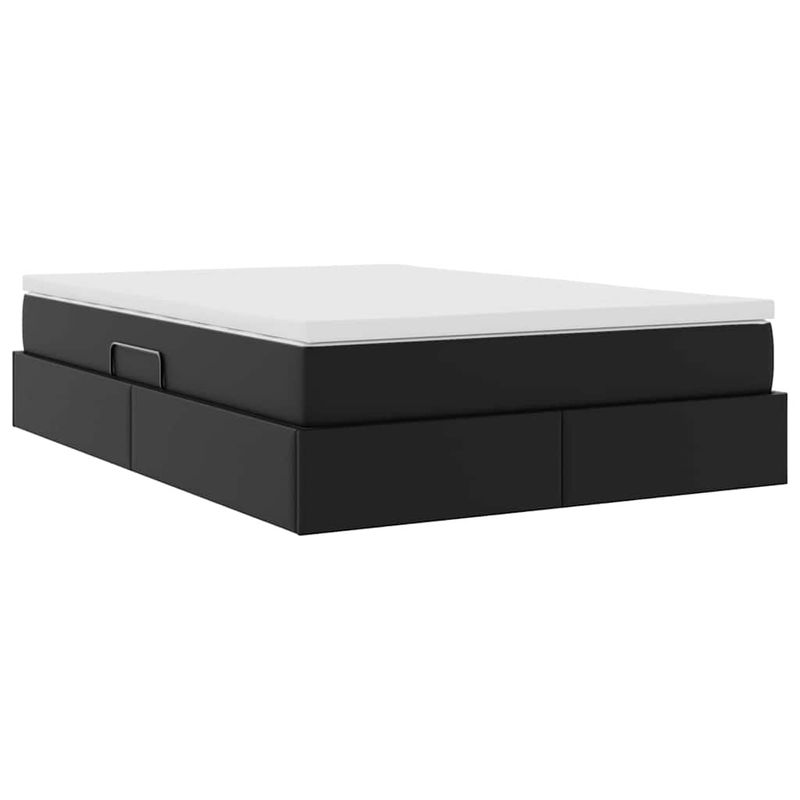 Casa si Gradina - Mobilier - Paturi si accesorii - Paturi - Pat cu saltea si spatiu de depozitare Negru 140 x 190 cm - Infinity.ro