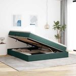 Casa si Gradina - Mobilier - Paturi si accesorii - Paturi - Pat cu saltea si spatiu de depozitare Verde inchis 160 x 200 cm - Infinity.ro