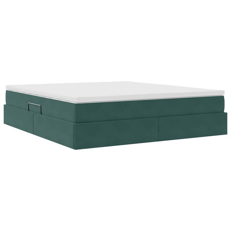 Casa si Gradina - Mobilier - Paturi si accesorii - Paturi - Pat cu saltea si spatiu de depozitare Verde inchis 160 x 200 cm - Infinity.ro